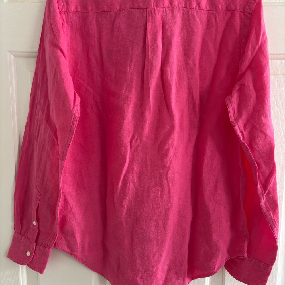 NWT Polo Ralph Lauren Women’s Pink Button-Up Linen Shirt Size M - Picture 7 of 10